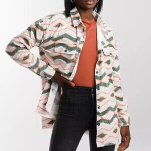 Gilded Intent Multicolor Long Sleeve Geo Washed Boyfriend Shirt Size Medium